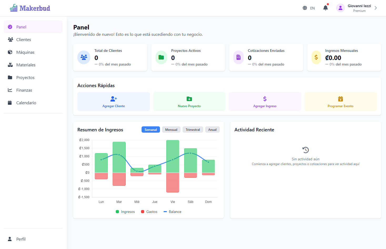 MakerBud Dashboard — Panel de control para fabricantes
