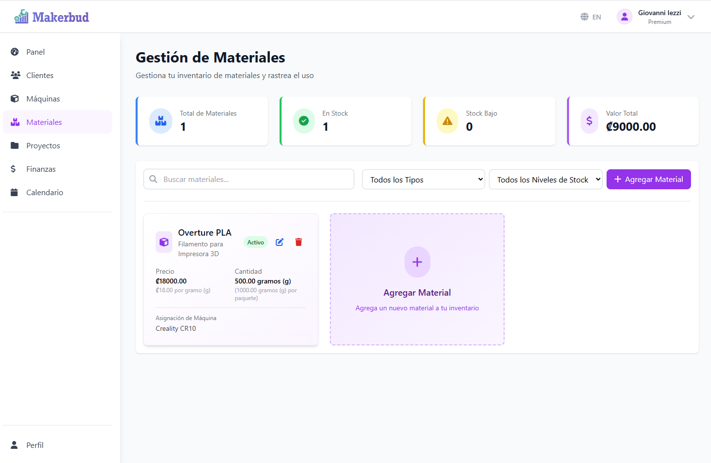 Inventario de materiales